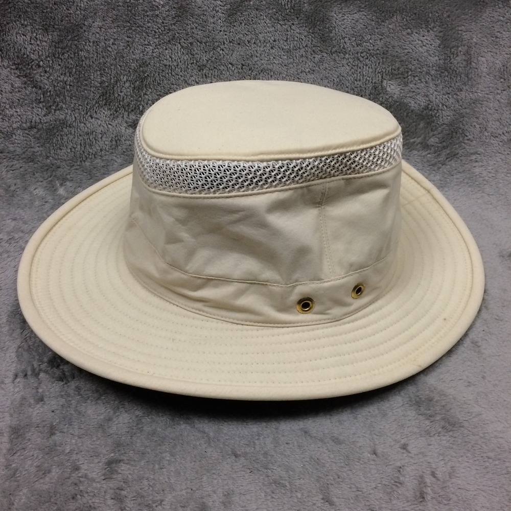 Tilley Airflo Hat Unisex 7 1/8 Beige Mesh Sun Protection Brimmed Hat No String